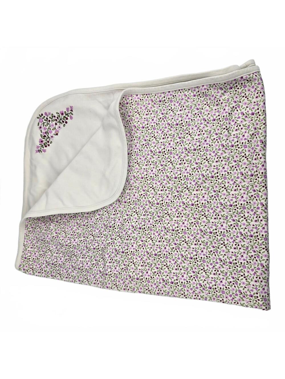 Baby Girl Gymboree Vintage 2001 Purple White Floral Baby Blanket 2-ply Cotton